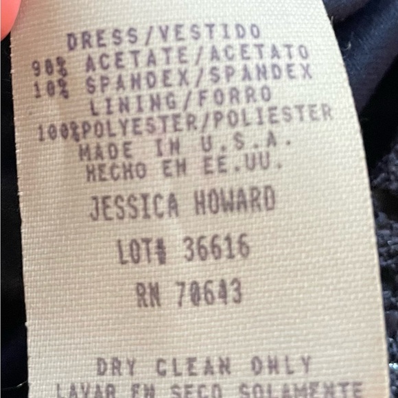 Jessica Howard Long Navy Blue Sparkle Lace Dress. Lined. Size 12. Cap Sleeves. - Picture 4 of 11